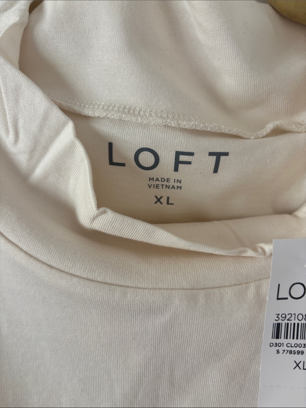 NWT LOFT Cream Mock Neck Oversized Short Sleeve Tee SIZE XL - Picture 2 of 8